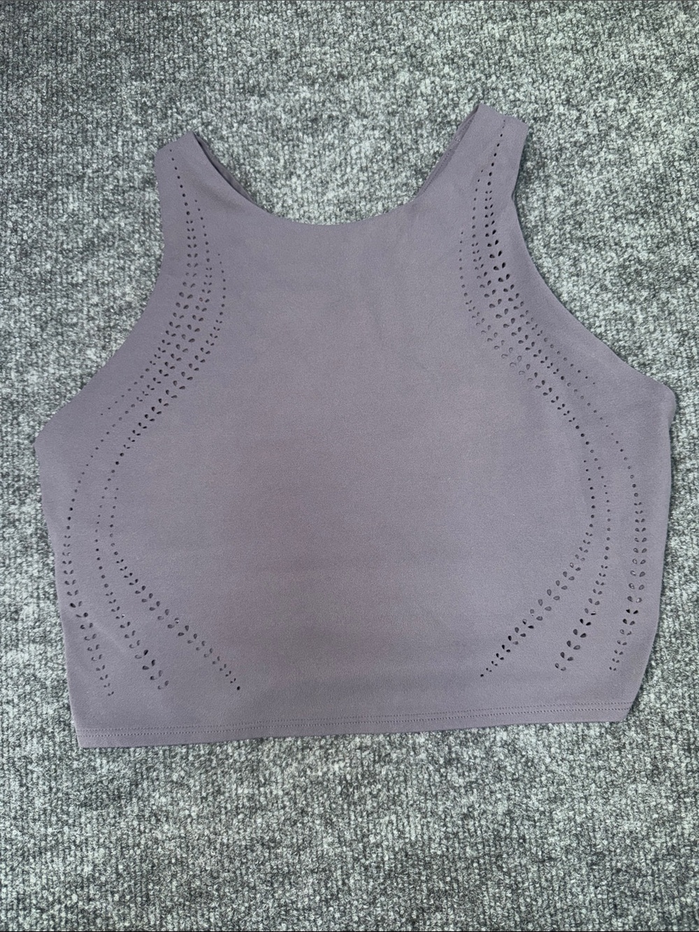 Athleta Mauve Laser-Cut High-Neck Crop Top - Picture 2 of 6